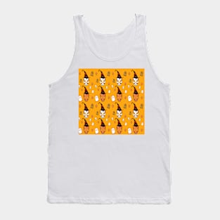 Skull with hat on orange Tank Top